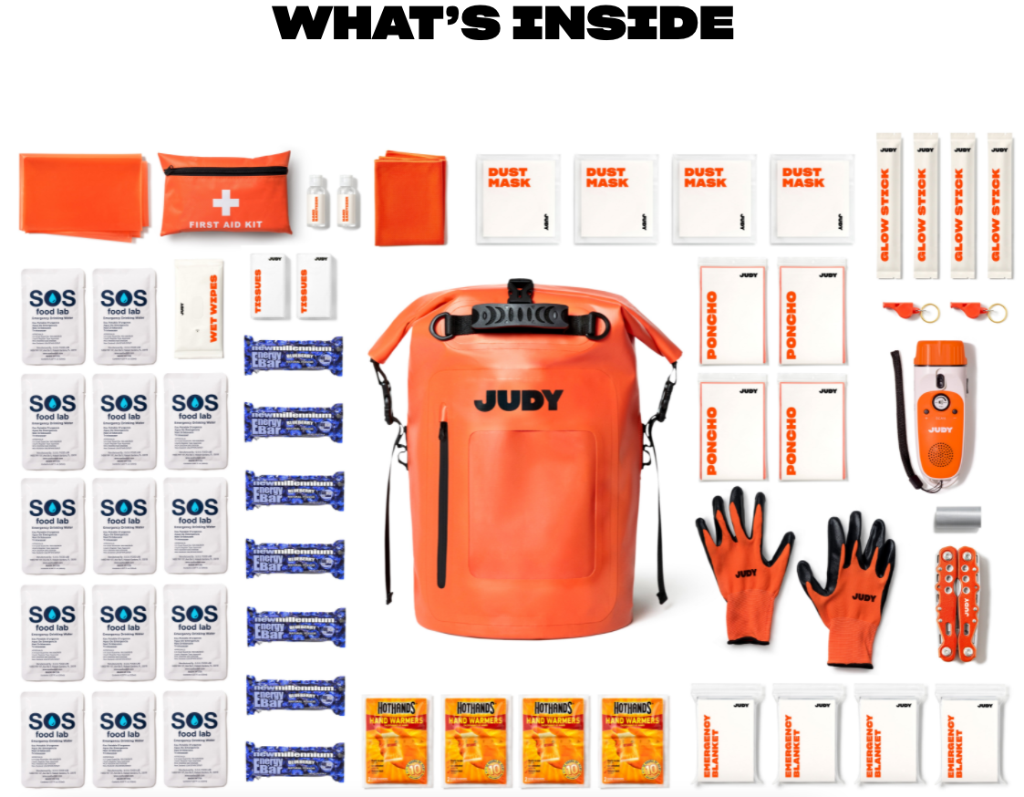 photo of Judy emergency kit contents